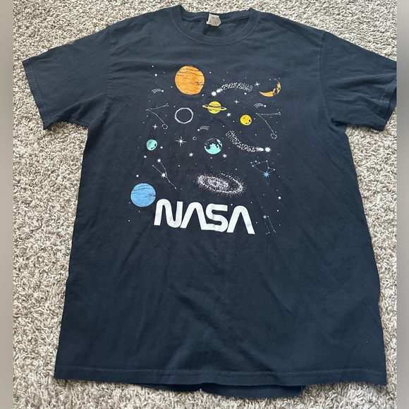 🌟TWO FOR ONE 🌟NASA Black T-Shirts with Colorful Astronaut and One With Planets - Picture 4 of 7